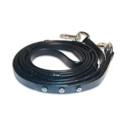 Hilbar Black Leather Reins – White Diamonds